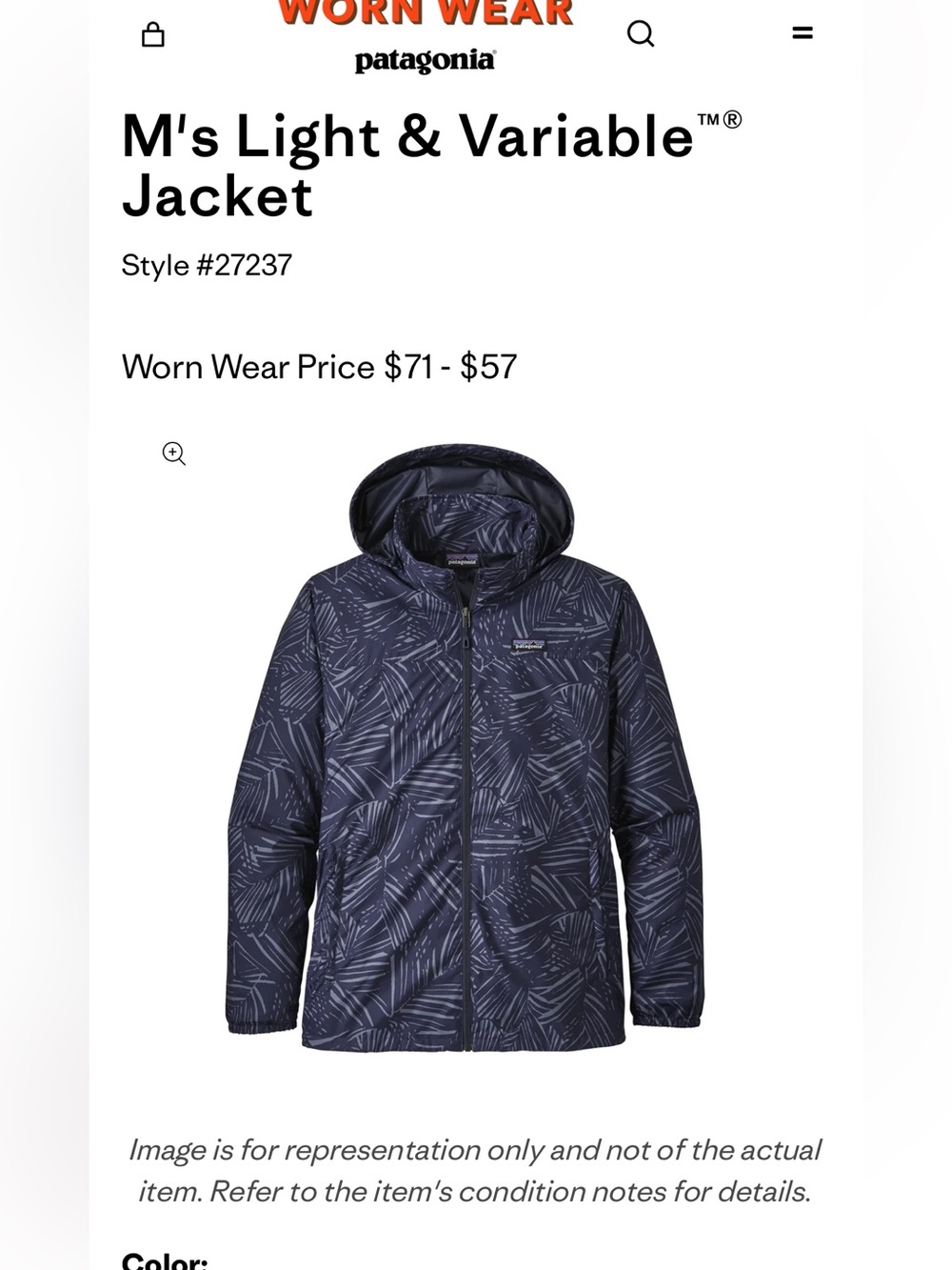 Patagonia Light and Variable tropical print lightweight windbreaker jacket